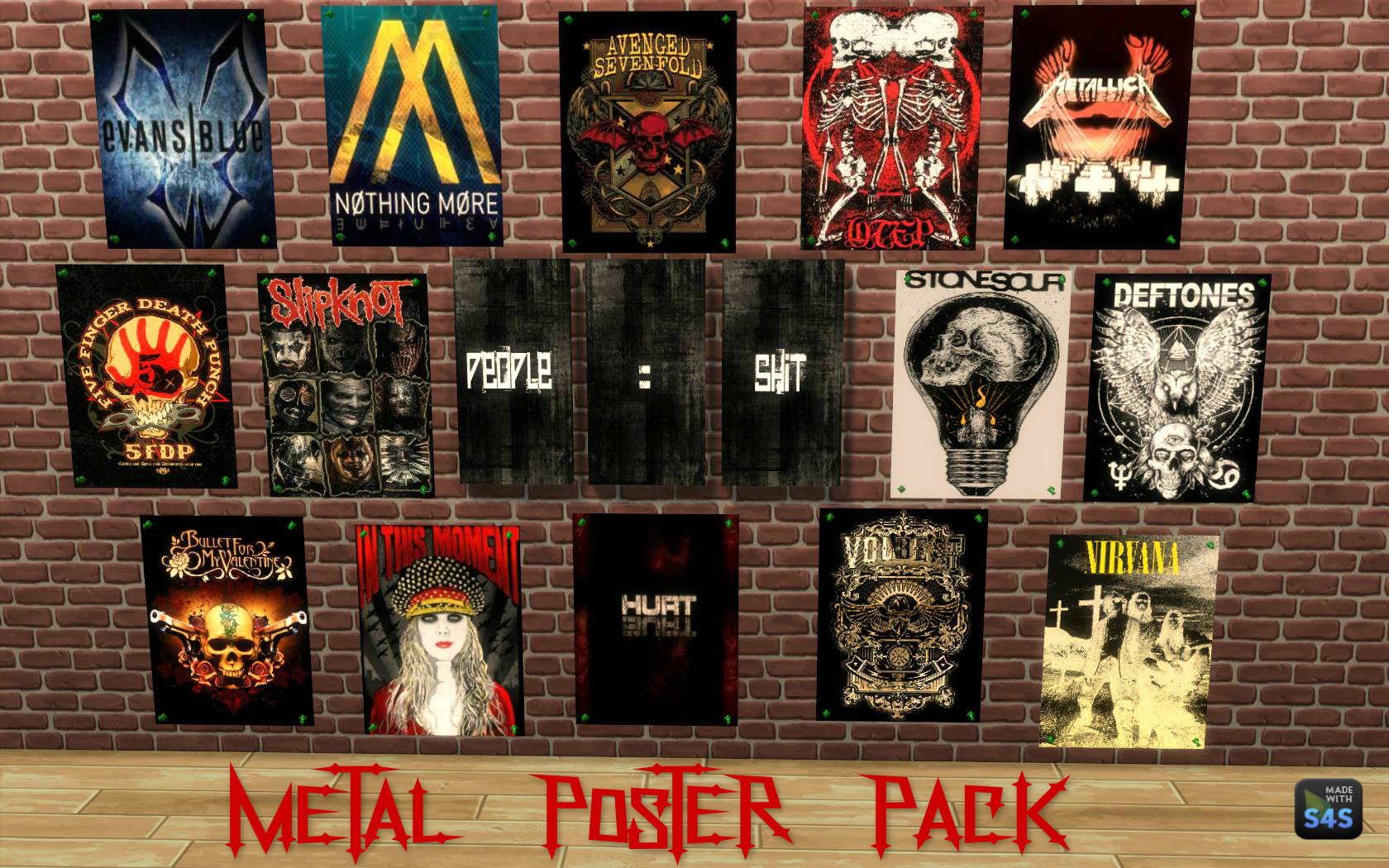 Metal Band Poster Pack Sims 4 Rebel Creators